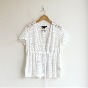 Perceptions White Tie Lace Cover Up